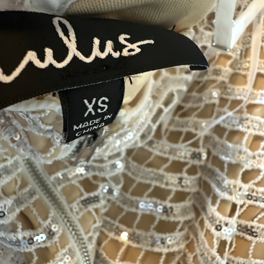 NWT Lulus Mini Dress Womens Sz XS Lele White and Silver Sequin Party Cocktail - Picture 6 of 10